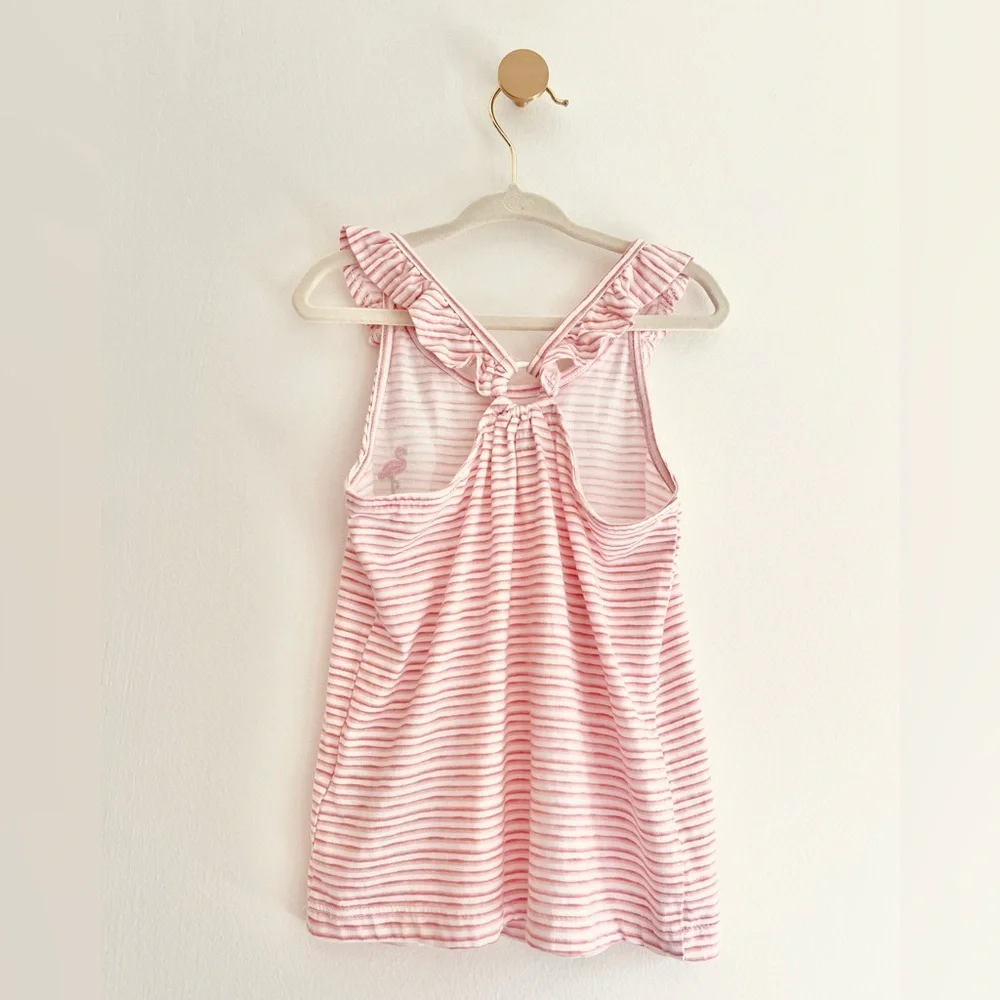 Carter's Pink and White Striped Ruffle Neck Tank Top Toddler Girls 5T - Picture 5 of 6